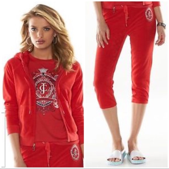 Juicy Couture Tops - Juicy Couture Tracksuit Red Crest Terry Capri NWT